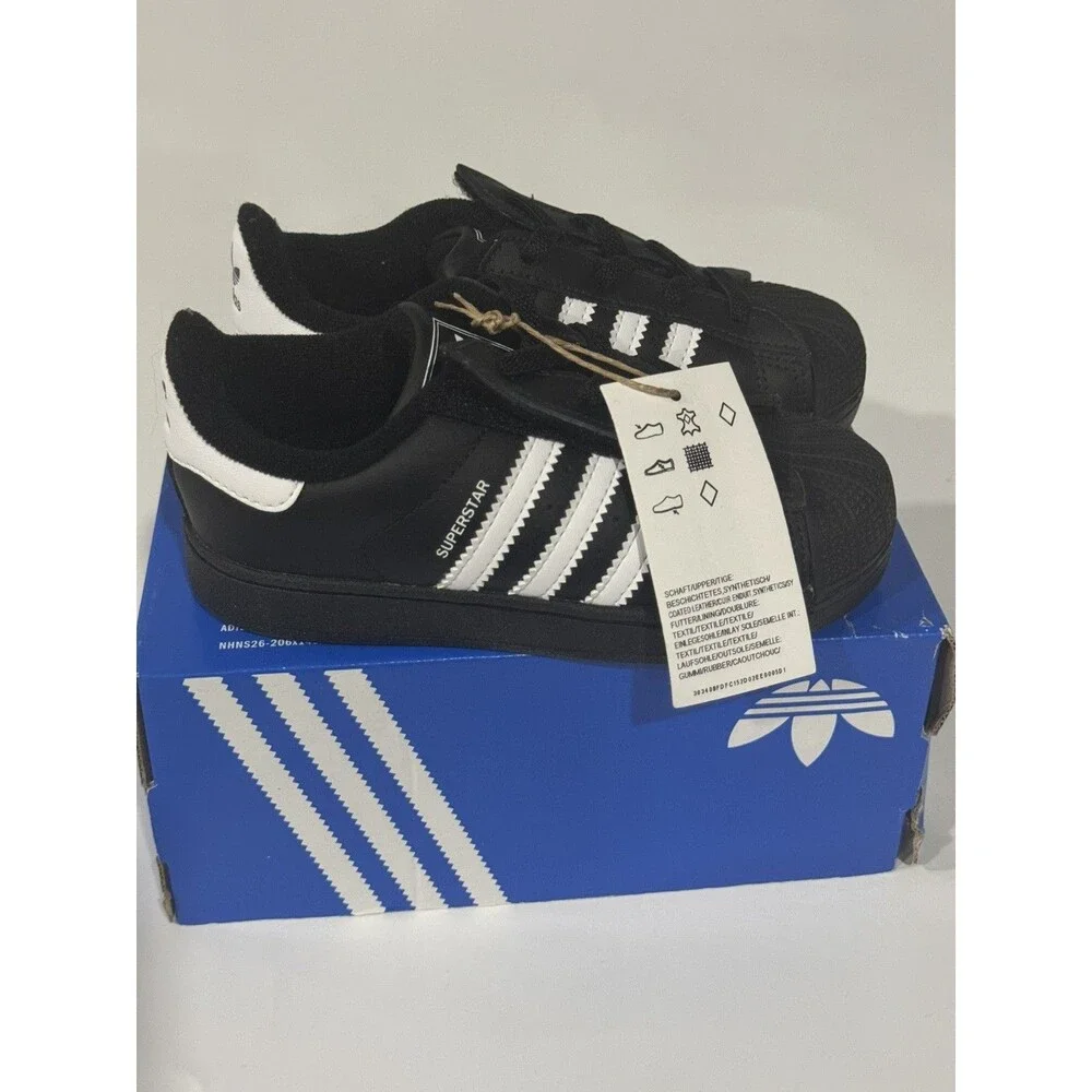 Kids Size 10- Adidas Superstar II EL I Black